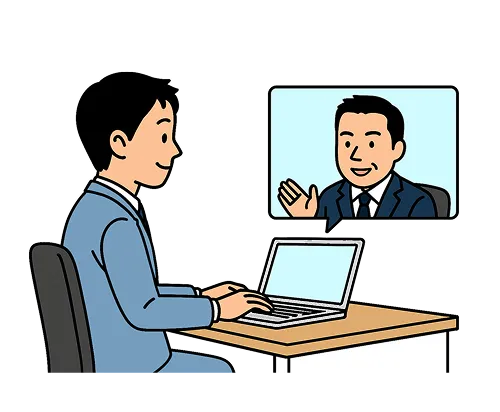 日本人弁護士による米国ビザ申請のオンライン相談・フォローを表すアイコン